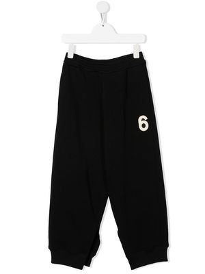MM6 Maison Margiela Kids logo-patch cotton track pants - Black