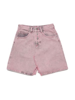 MM6 Maison Margiela Kids logo-patch denim skirt - Pink