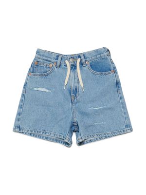 MM6 Maison Margiela Kids logo-patch distressed denim shorts - Blue