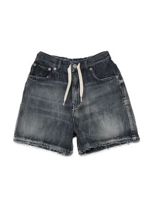 MM6 Maison Margiela Kids logo-patch drawstring denim shorts - Black