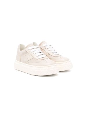 MM6 Maison Margiela Kids logo-patch leather trainers - Neutrals