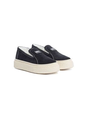 MM6 Maison Margiela Kids logo-patch platform sneakers - Black