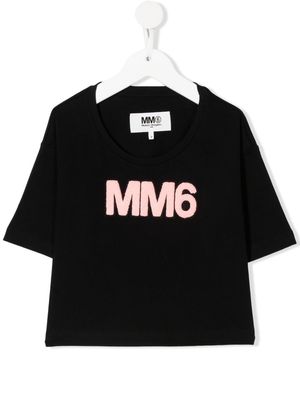 MM6 Maison Margiela Kids logo-patch short-sleeve T-shirt - Black