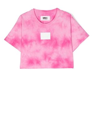 MM6 Maison Margiela Kids logo-patch short-sleeve T-shirt - Pink