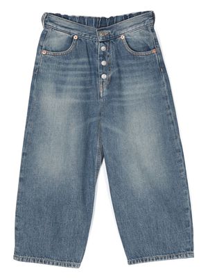 MM6 Maison Margiela Kids logo-patch straight-leg jeans - Blue
