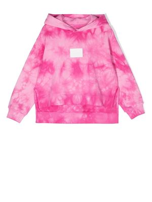 MM6 Maison Margiela Kids logo-patch tie-dye hoodie - Pink