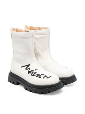 MM6 Maison Margiela Kids logo-print 35mm ankle boots - White