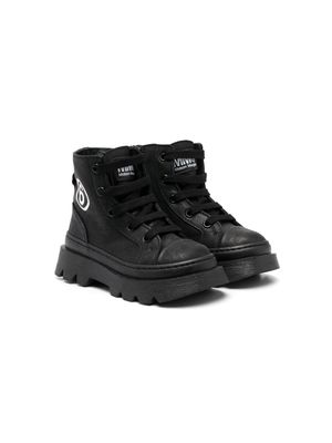 MM6 Maison Margiela Kids logo-print ankle boots - Black