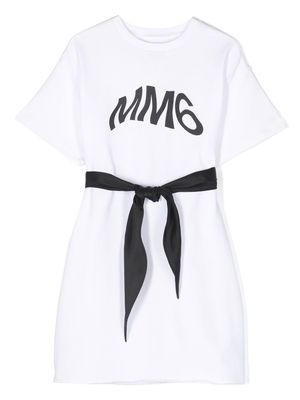 MM6 Maison Margiela Kids logo-print belted T-shirt - White