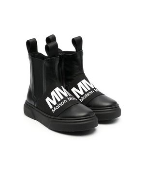 MM6 Maison Margiela Kids logo-print Chelsea boots - Black