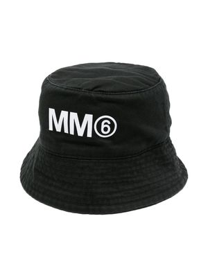 MM6 Maison Margiela Kids logo-print cotton bucket hat - Black
