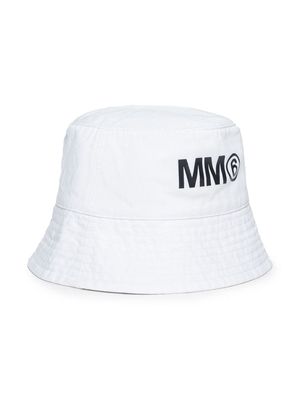 MM6 Maison Margiela Kids logo-print cotton bucket hat - White