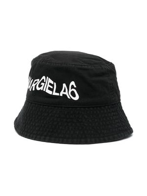 MM6 Maison Margiela Kids logo-print cotton hat - Black