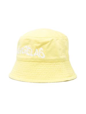 MM6 Maison Margiela Kids logo-print cotton hat - Yellow