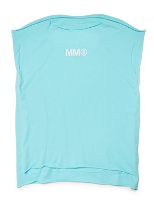 MM6 Maison Margiela Kids logo-print cotton tank top - Blue
