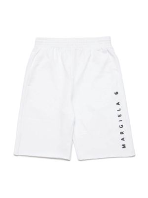 MM6 Maison Margiela Kids logo-print cotton track shorts - White