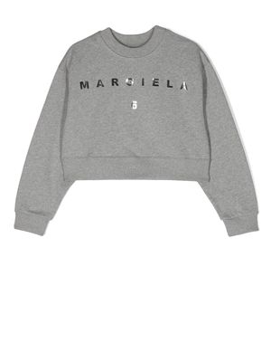 MM6 Maison Margiela Kids logo-print crew neck jumper - Grey