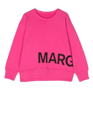 MM6 Maison Margiela Kids logo-print crew-neck sweatshirt - Pink