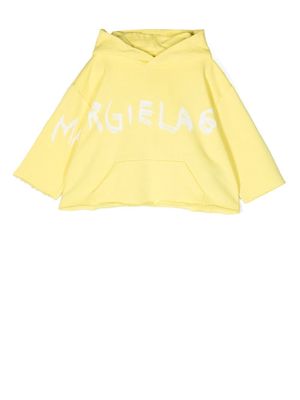 MM6 Maison Margiela Kids logo-print cropped hoodie - Yellow