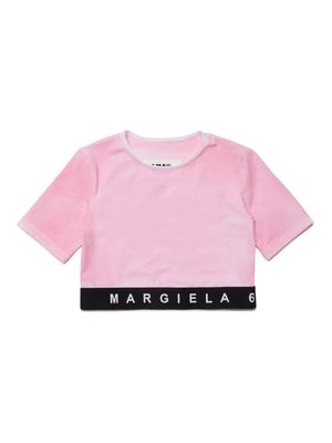 MM6 Maison Margiela Kids logo-print distressed-finish T-shirt - Pink