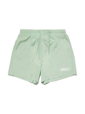 MM6 Maison Margiela Kids logo-print drawstring-waistband swim shorts - Green