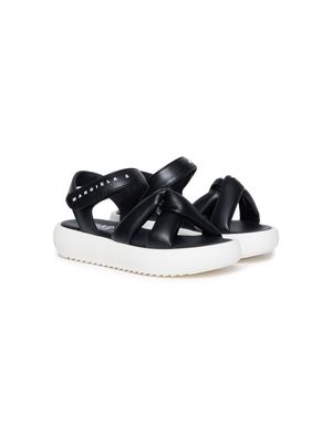 MM6 Maison Margiela Kids logo-print faux-leather sandals - Black