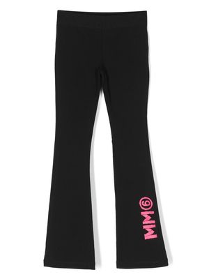 MM6 Maison Margiela Kids logo-print flared leggings - Black