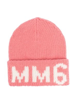 MM6 Maison Margiela Kids logo-print knit beanie - Pink