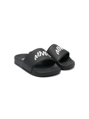 MM6 Maison Margiela Kids logo-print open-toe slides - Black