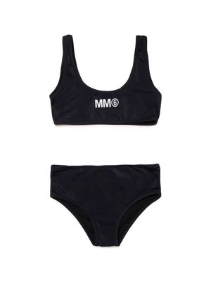 MM6 Maison Margiela Kids logo-print round-neck bikini set - Black