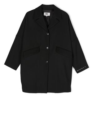 MM6 Maison Margiela Kids logo-print sleeve coat - Black