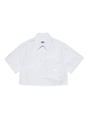 MM6 Maison Margiela Kids logo-print striped cotton shirt - White