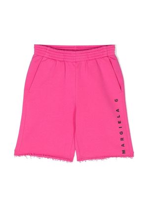 MM6 Maison Margiela Kids logo-print sweat shorts - Pink