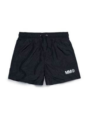MM6 Maison Margiela Kids logo-print swim shorts - Black