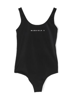MM6 Maison Margiela Kids logo-print swimsuit - Black