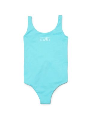 MM6 Maison Margiela Kids logo-print swimsuit - Blue