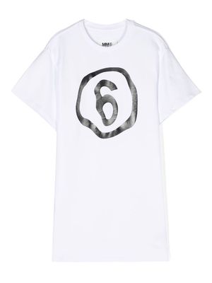 MM6 Maison Margiela Kids logo print T-shirt dress - White