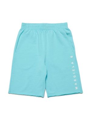 MM6 Maison Margiela Kids logo-print track shorts - Blue