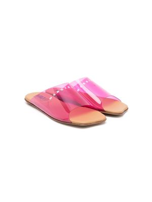 MM6 Maison Margiela Kids logo-print transparent sandals - Pink