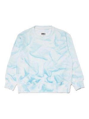 MM6 Maison Margiela Kids marble-print cotton sweatshirt - Blue