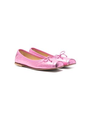 MM6 Maison Margiela Kids metallic-finish ballerina shoes - Pink