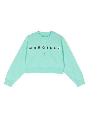 MM6 Maison Margiela Kids metallic logo-print sweatshirt - Blue