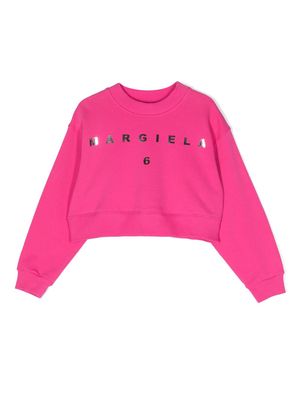 MM6 Maison Margiela Kids metallic logo-print sweatshirt - Pink