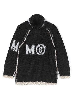 MM6 Maison Margiela Kids metallic-threading roll-neck jumper - Black
