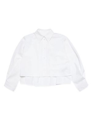 MM6 Maison Margiela Kids numbers-embroidered pleated cotton shirt - White