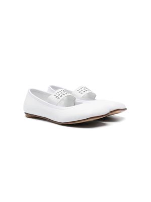 MM6 Maison Margiela Kids numbers-motif ballerina shoes - White