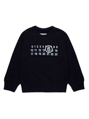 MM6 Maison Margiela Kids numbers-motif cotton sweatshirt - Black