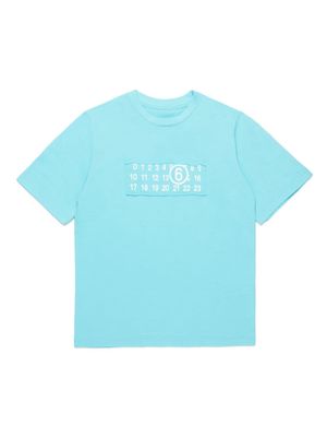 MM6 Maison Margiela Kids numbers-motif cotton T-shirt - Blue