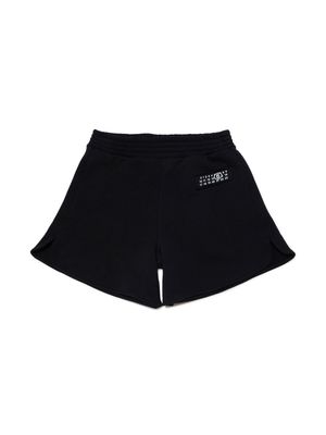 MM6 Maison Margiela Kids numbers-motif cotton track shorts - Black