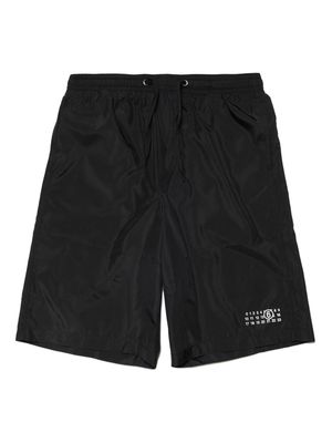 MM6 Maison Margiela Kids numbers-motif drawstring-waistband swim shorts - Black